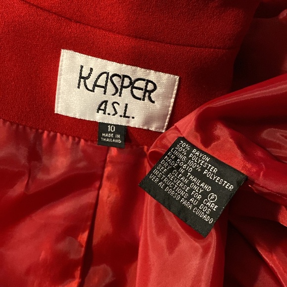 KASPER ASL red crepe shift dress duster coat blazer jacket 10 lined work career - Picture 6 of 9